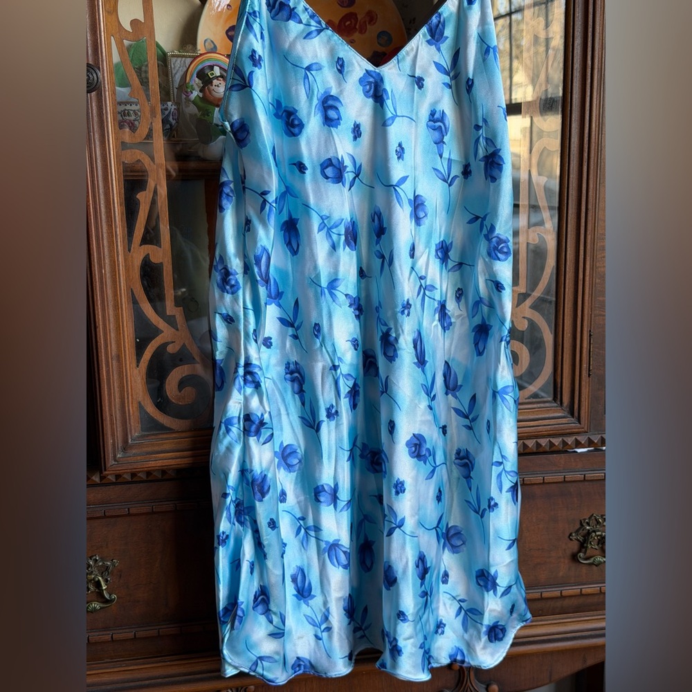 Y2K blue floral tie dye slip